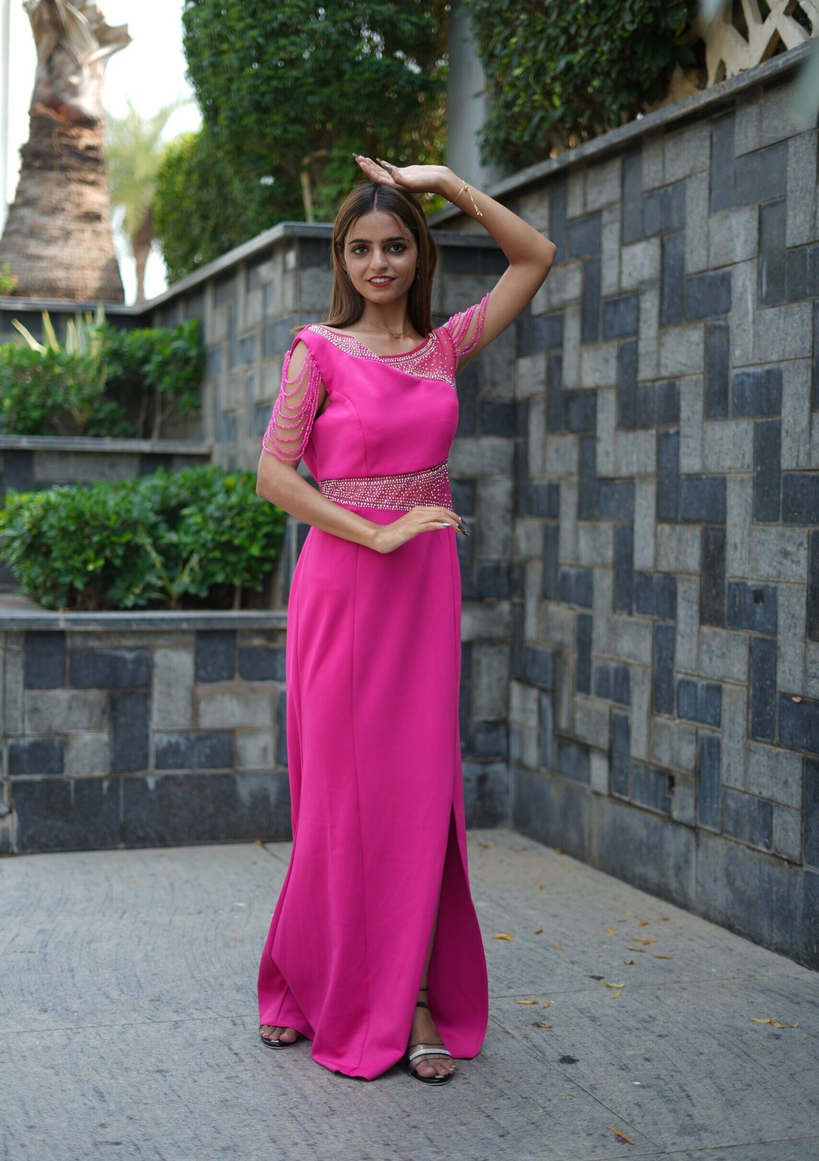 elegant hot pink dress Horizon Strapless Textured Midi Dress Nude